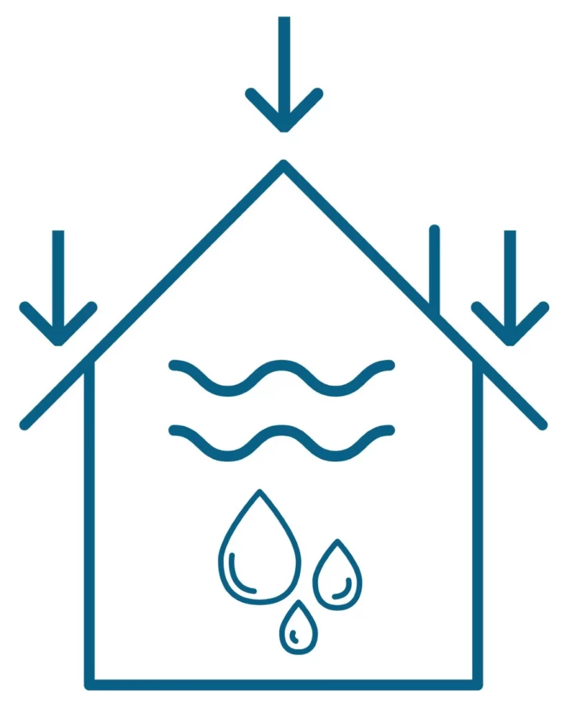 Infiltrations d’eau en façade ou en toiture.